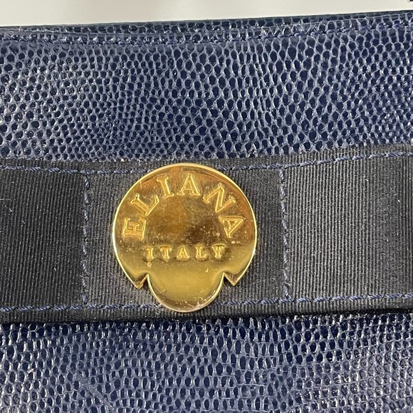 Exquisite Eliana Italy Blue Leather with Black Canvas Tote Bag - Picture 2 of 13